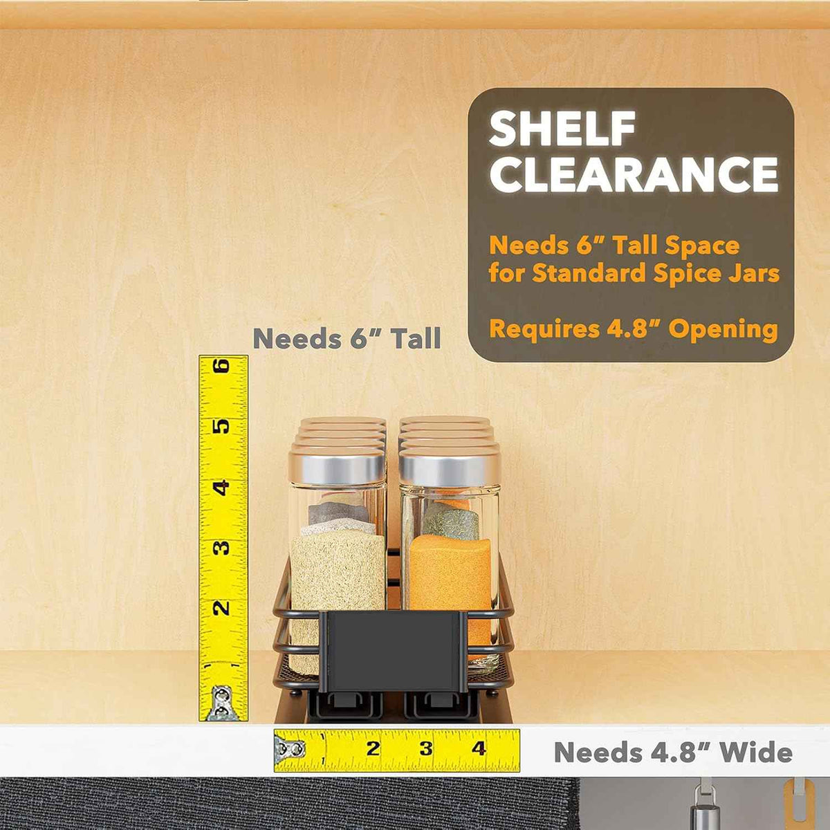 SpaceAid Pull Out Spice Rack Organizer for Cabinet, Heavy Duty Slide