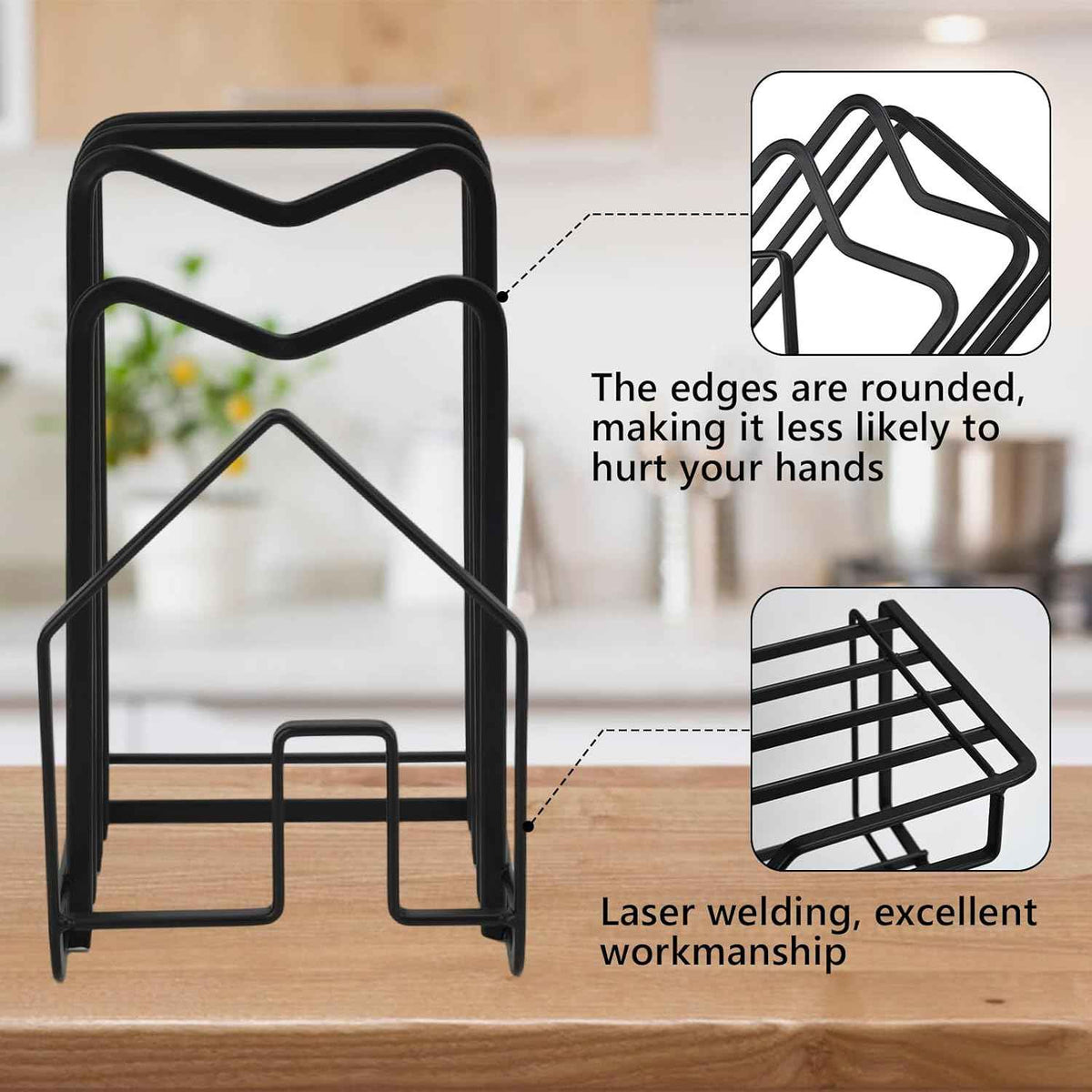 Stainless Steel Cutting Board Rack, Black