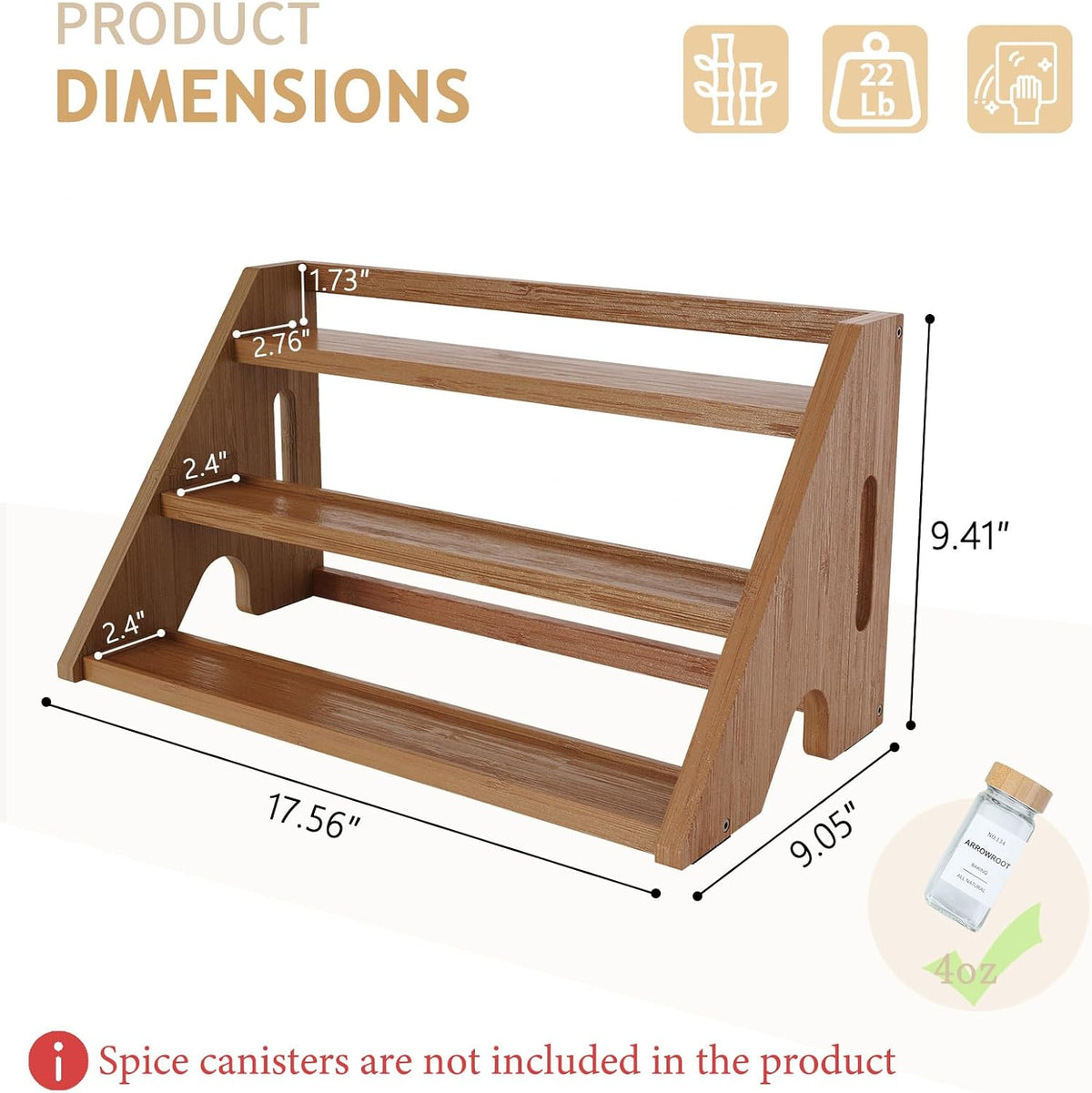 3-Tier Bamboo Spice Rack for Countertop - Field & Nook