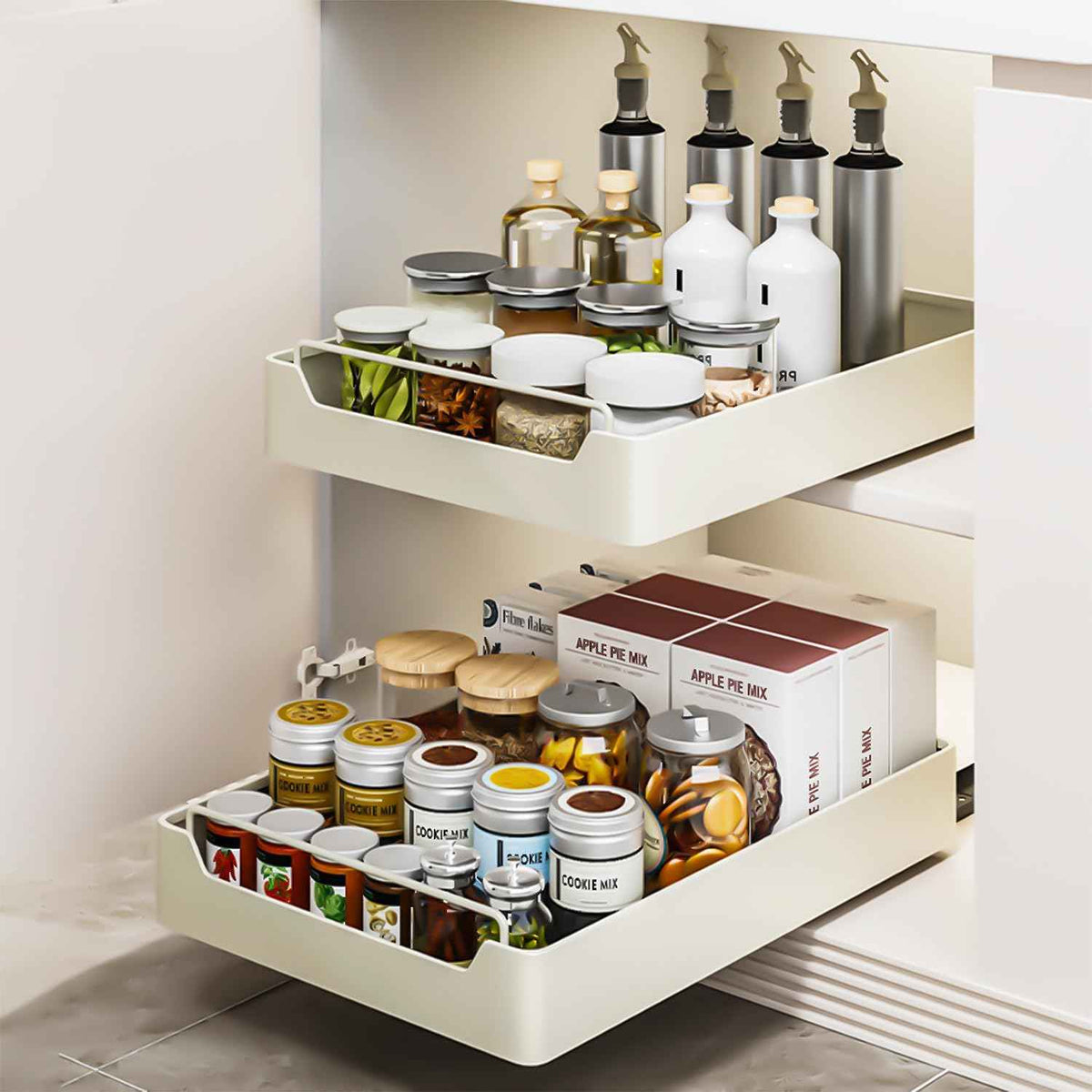 Pull Out Cabinet Organizer Fixed with Adhesive Nano Film, Heavy Duty