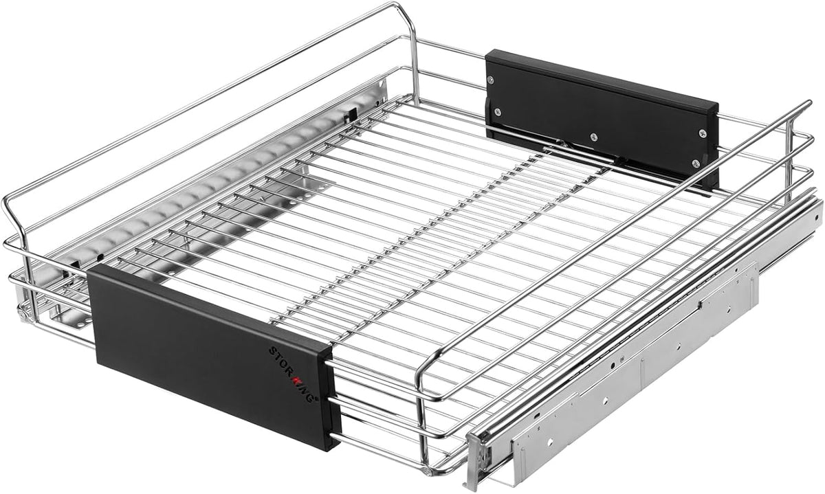 Expandable Pull Out Cabinet Organizer, 12.5~20.2" W x 17.3" D