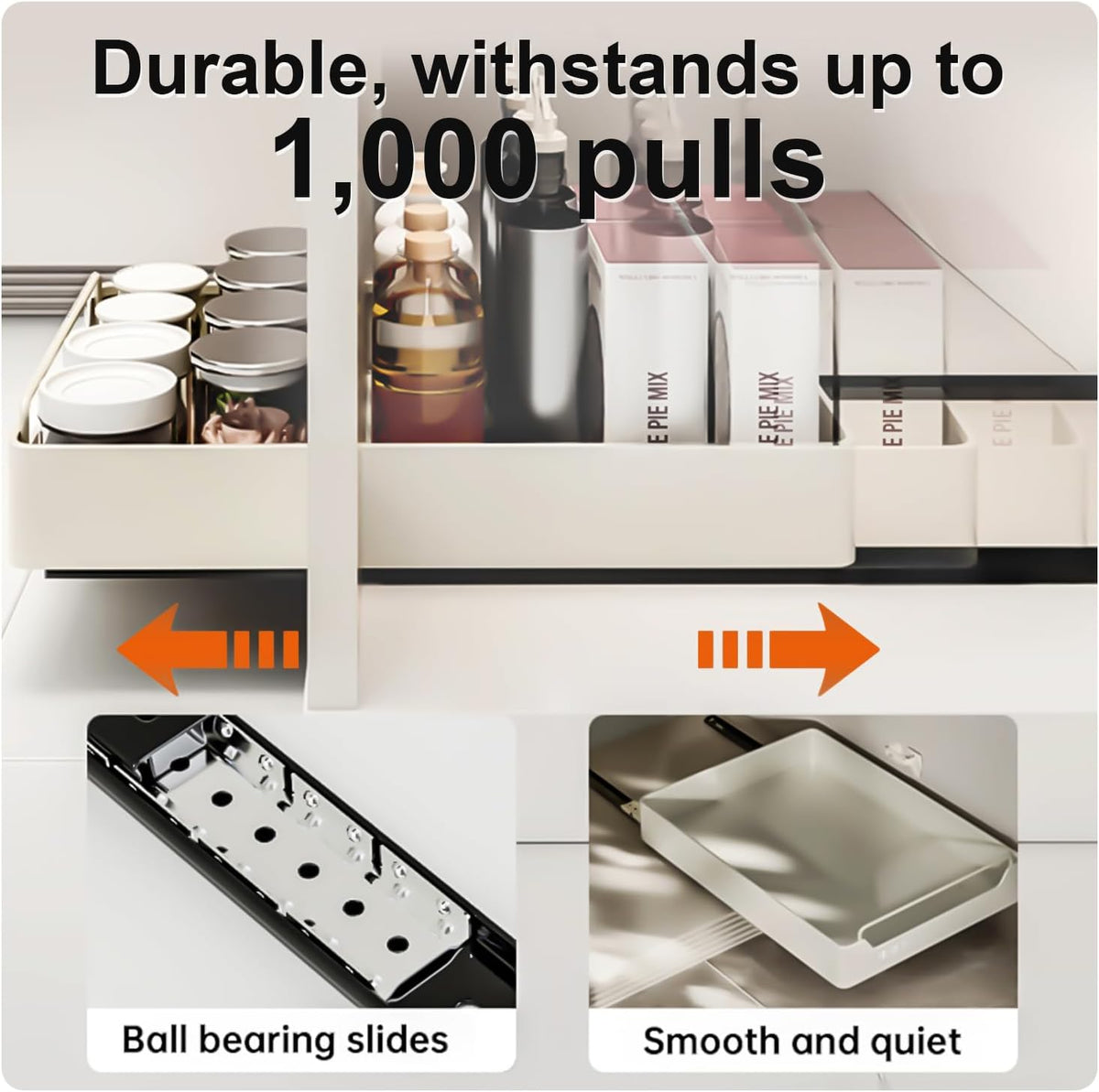 Pull Out Cabinet Organizer Fixed with Adhesive Nano Film, Heavy Duty