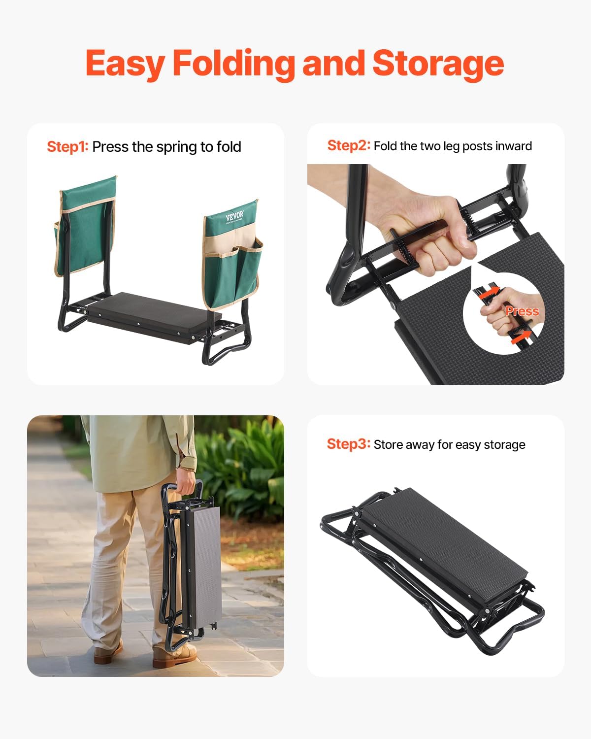 Foldable Garden Kneeler and Seat with 8-Inch Pad - Field & Nook