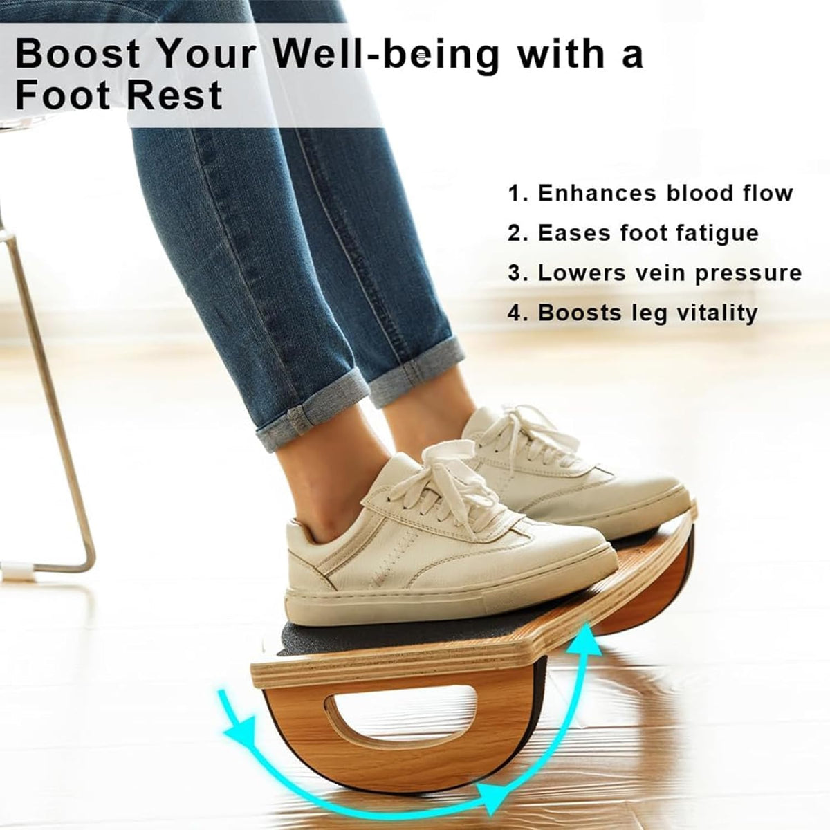 Wooden Rocking Footrest – 350 lb Non-Slip Platform - Field & Nook