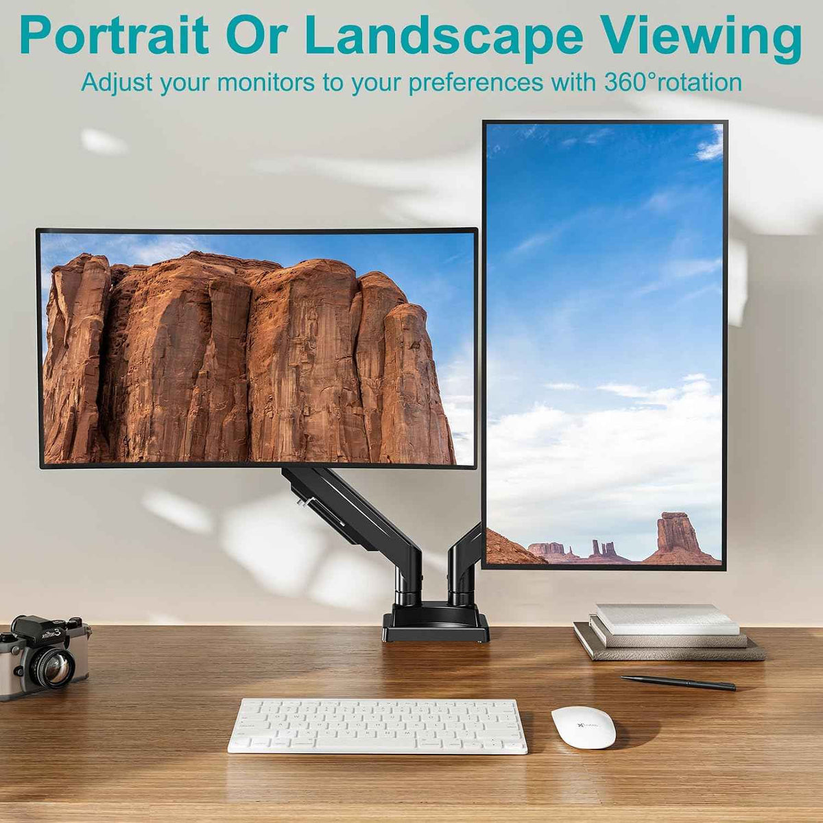 MOUNT PRO Ultrawide Dual Monitor Arm for Max 43" Monitor, Holds up to 33lbs | Fully Motion Monitor Stand with Tilt/Swivel/Rotation, VESA 75x75/100x100 with C-Clamp & Grommet Base