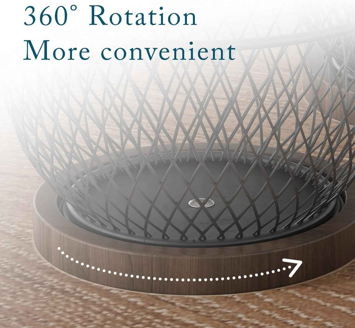 360° Rotating Utensil Holder, Iron with Wooden Base