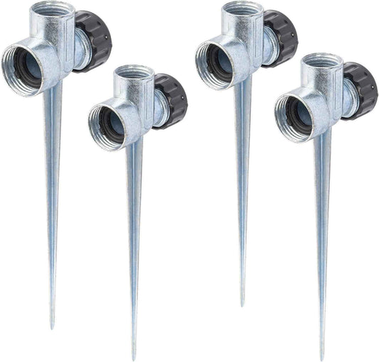 Hourleey 4 Pack 1/2 inch Zinc Alloy Lawn Sprinkler Spike Base, Water Flow Thru Sprinkler for Yard, Lawn, Garden and Grass Irrigation