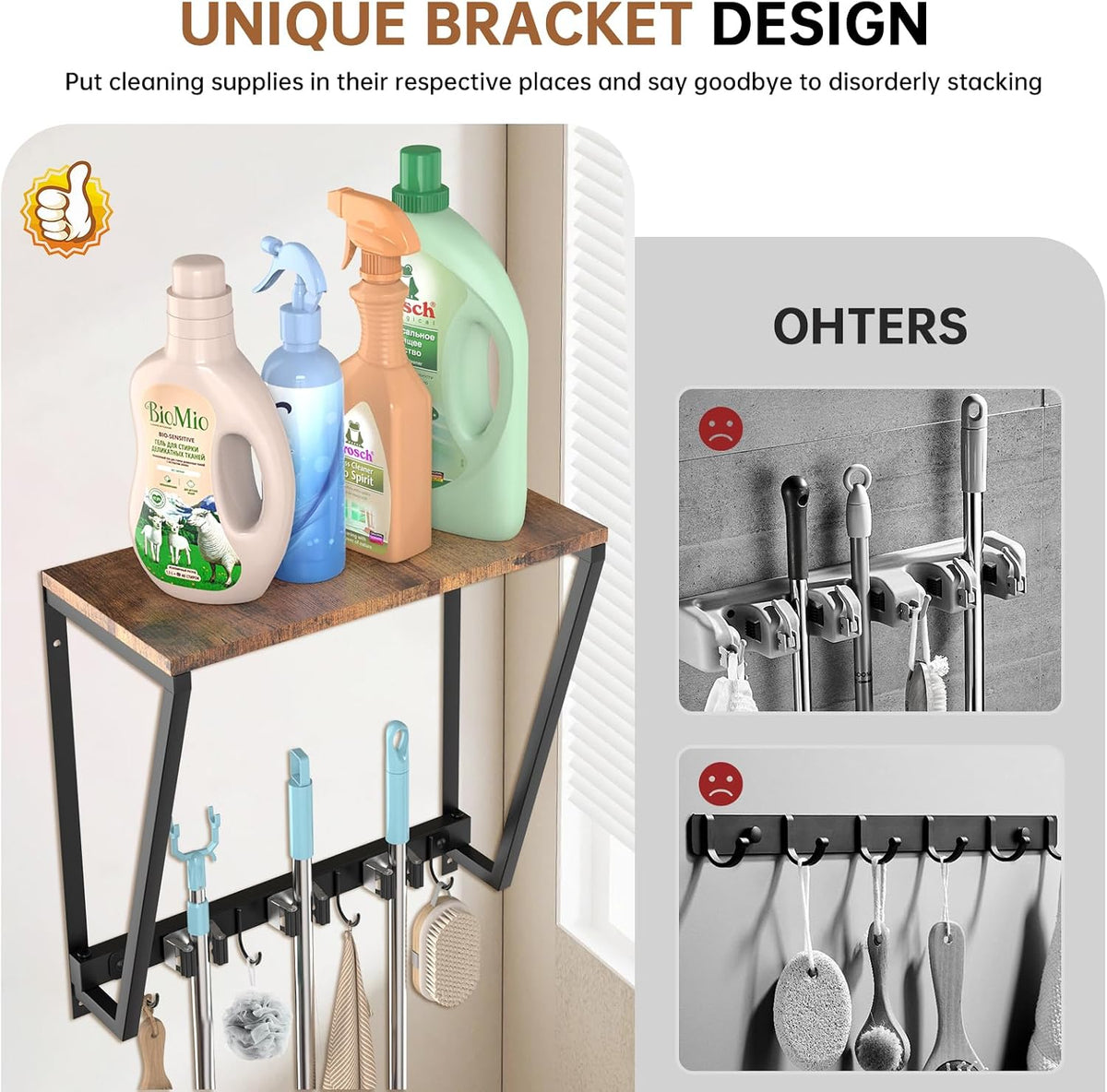 Broom and Mop Organizer Wall Mount - Field & Nook