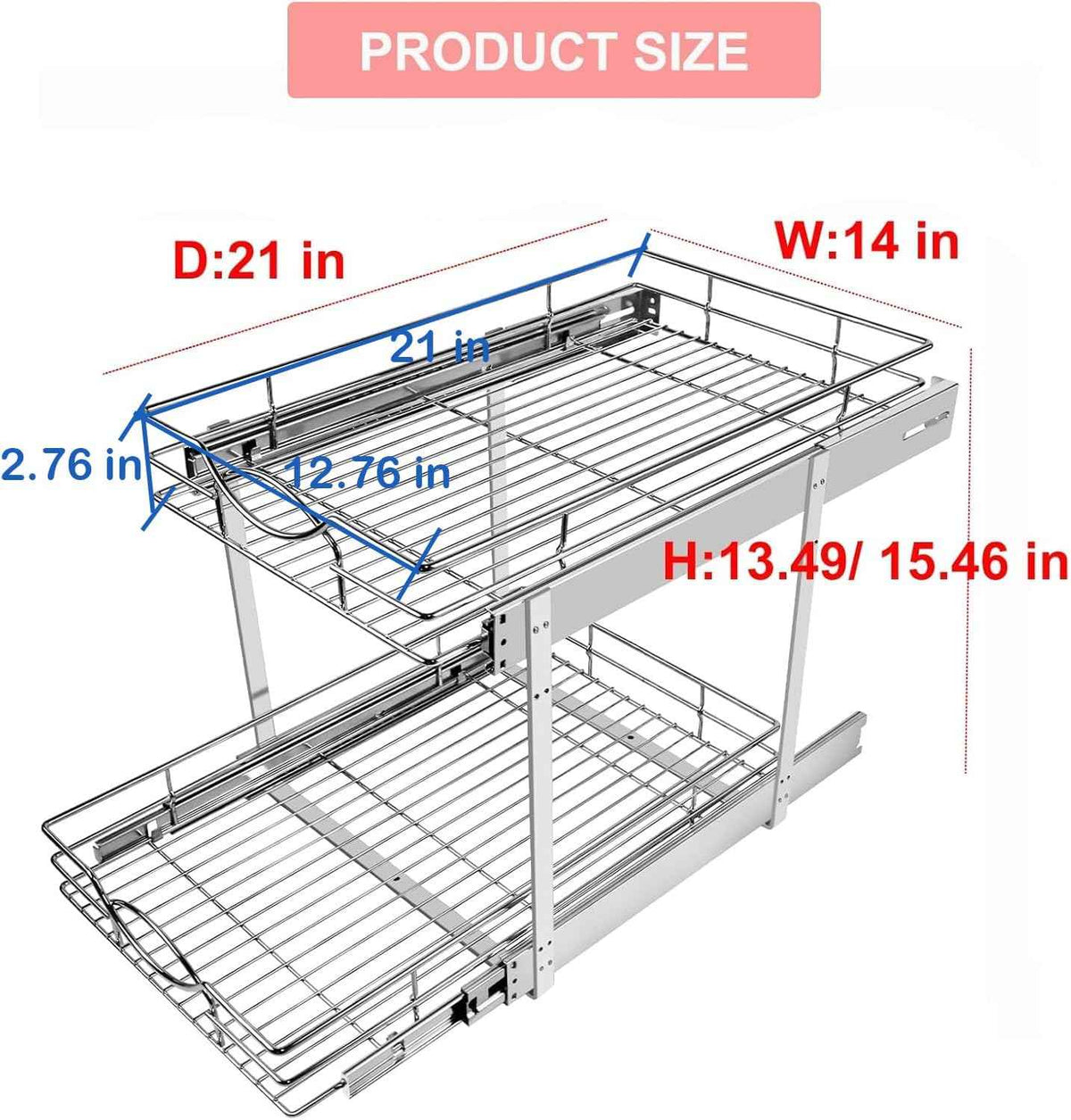 Sikarou Pull-Out Cabinet Organizer, 14" W x 21" D