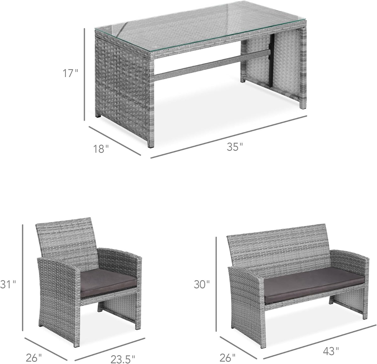 Choice Products 4-Piece Outdoor Wicker Patio Conversation Furniture