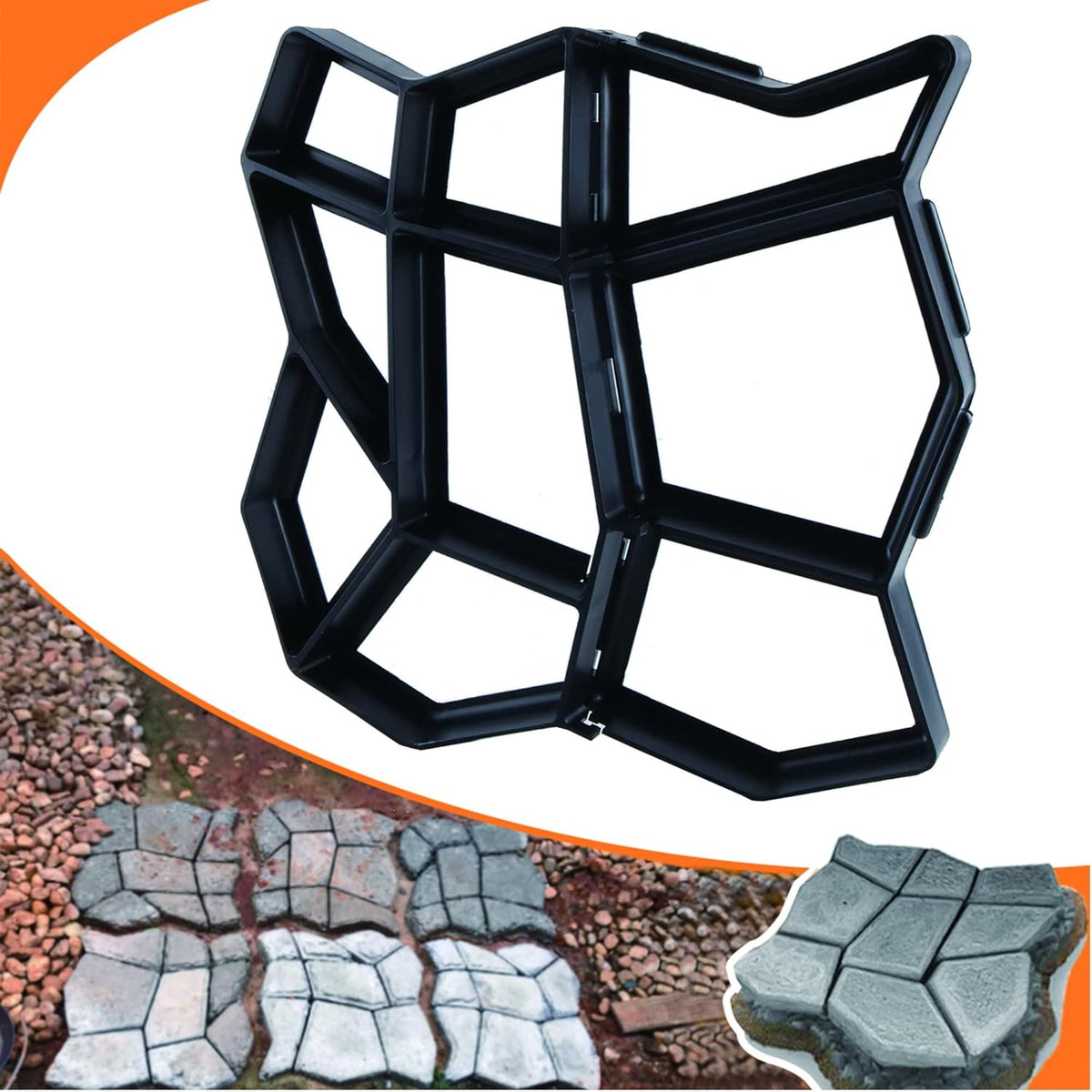 Avalution Reusable Concrete Mold 17"x17"x1.6" Walker Maker Courtyard Stepping Stone Molds Lawn Garden DIY Paving Mold(Irregular)