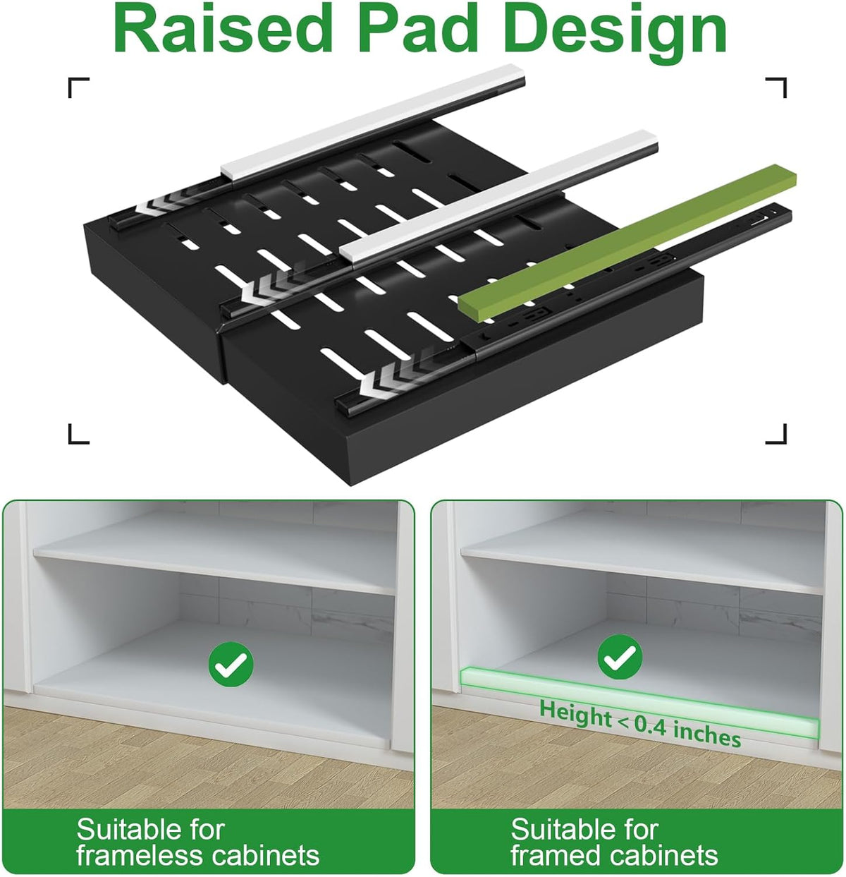 PAKETA 2 Pack Expandable Pull Out Cabinet Organizer,21" Deep | Pull Out Drawers for Cabinets with width from 12" to 20",Sliding Drawers for Cabinets with Upgrade 3 Slide Rails,hold 65 lbs - Field & Nook