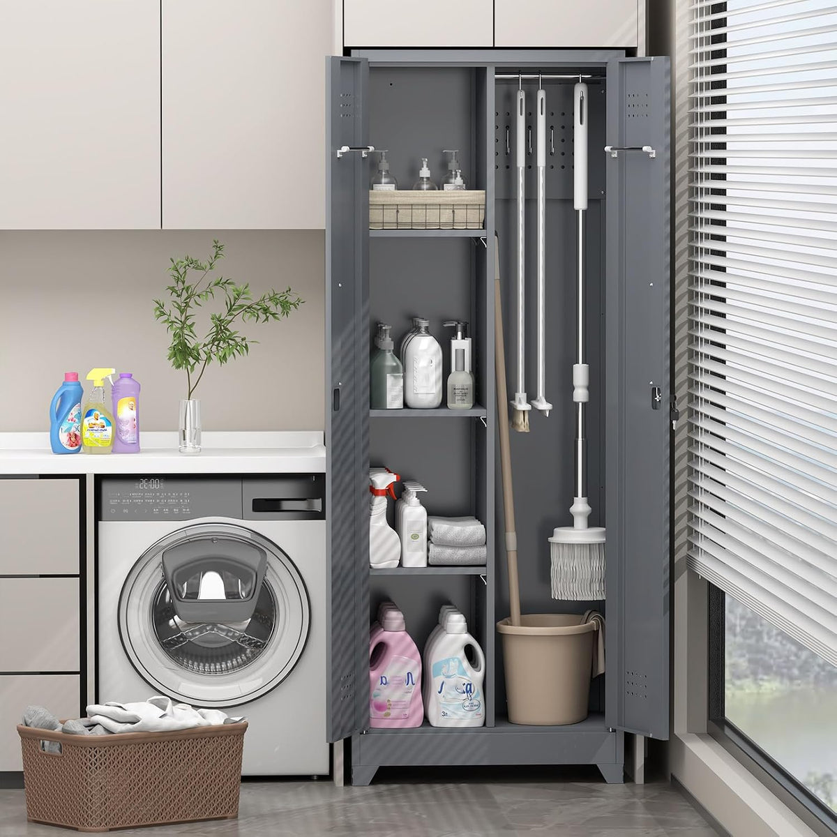 Broom Closet – Broom Closet Storage Cabinets with Lock - Field & Nook