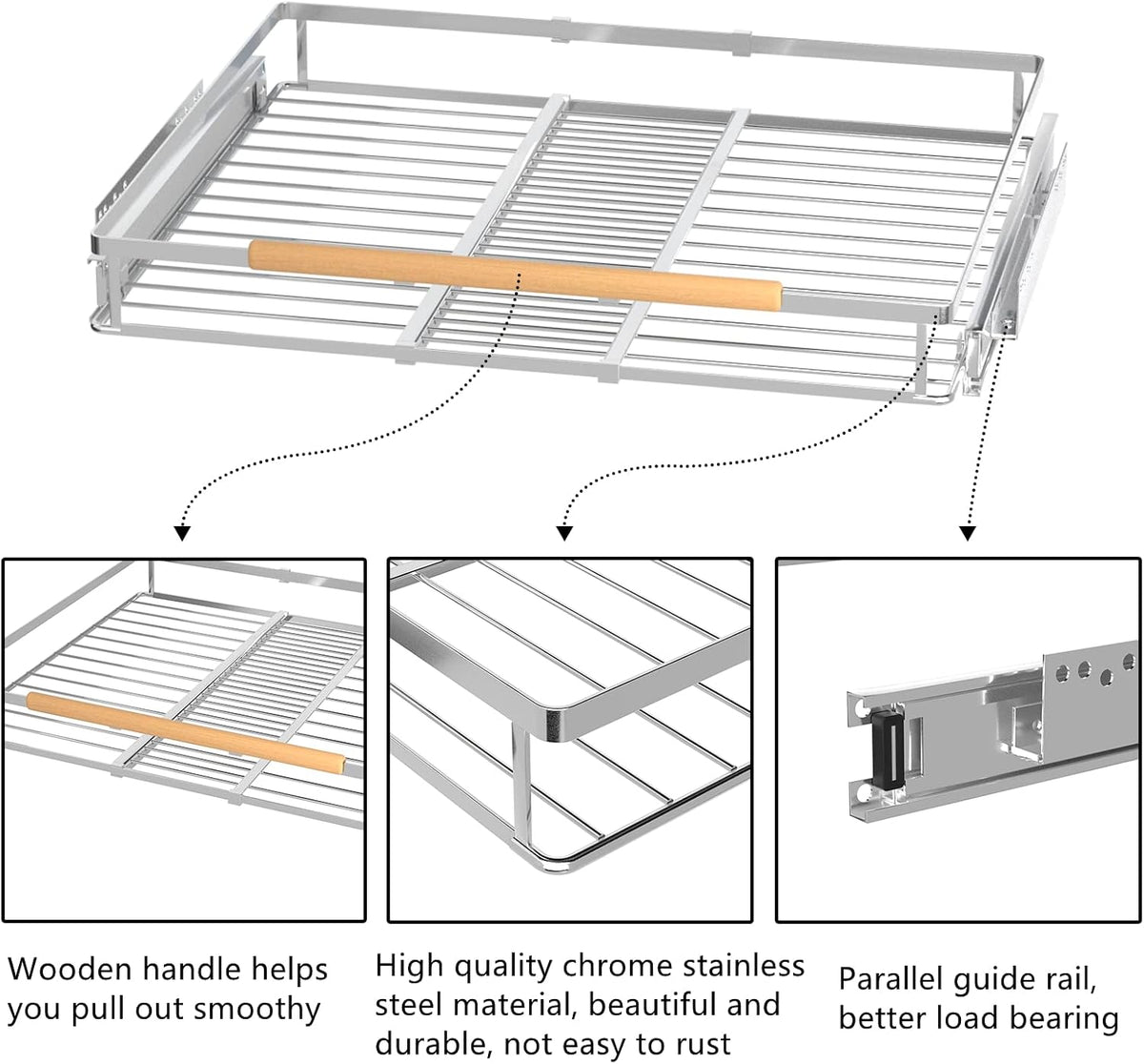 Large Pull Out Kitchen Cabinet Organizer, 22.7''-39.8''Width, Heavy