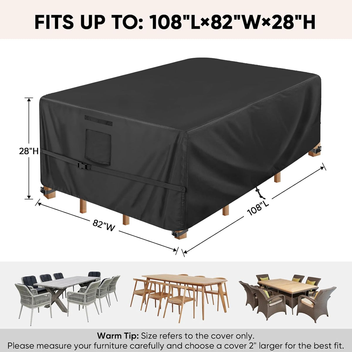 108-Inch Heavy-Duty Outdoor Furniture Set Cover - Field & Nook