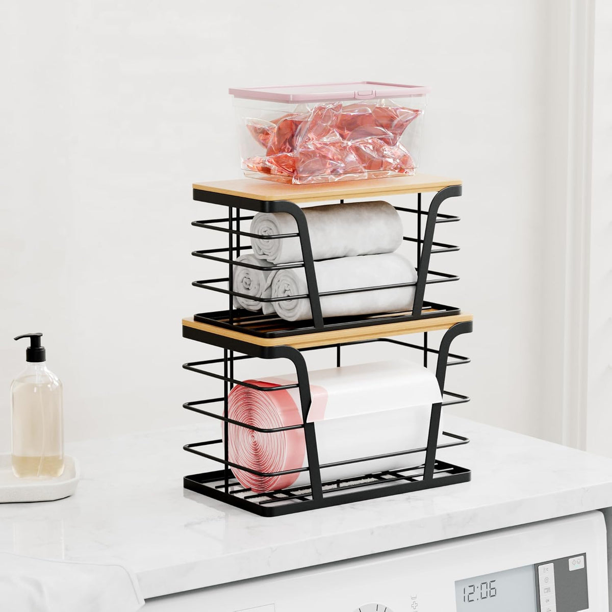 TIDIIABODE 2-Pack Stackable Storage Laundry Kitchen Organizers - Field & Nook