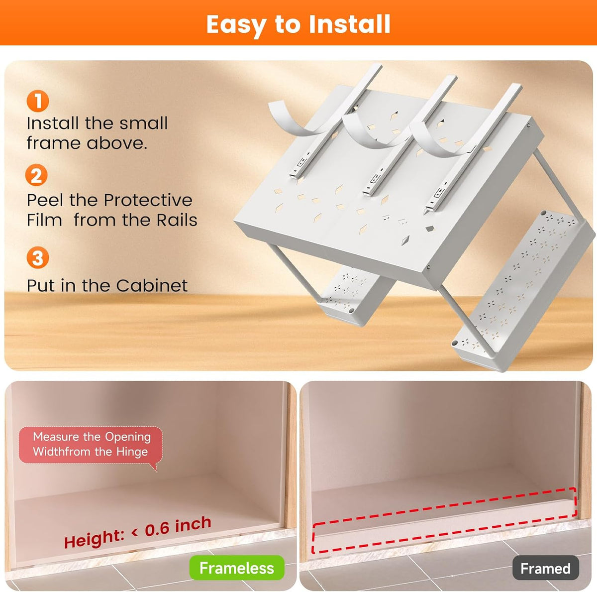 Expandable Under Sink Organizers and Storage,Width Adjustable (14.9-23.6IN),No Drill 2-Tier Pull Out Under Cabinet Organizer for Kitchen Bathroom Laundry White - Field & Nook
