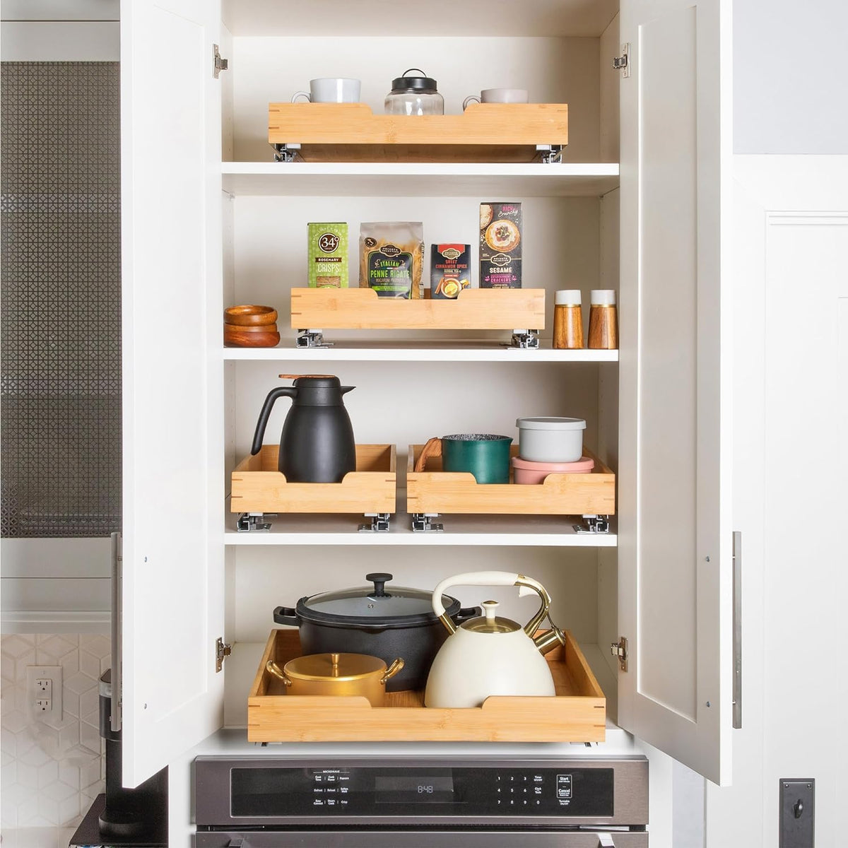 HOLDN’ STORAGE Bamboo Pull-Out Cabinet Organizer, 11" W x 21" D