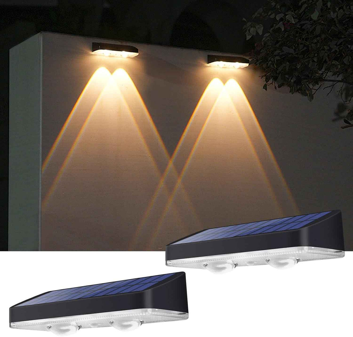 Solar Lights Outdoor Waterproof for Wall, Mailbox, Fence, Address, Sign | 3000K/4000K/6000K 3 Modes Small Downlight Solar Powered Waterproof Dusk to Dawn Lighting Bright LED Lens 2 Pack