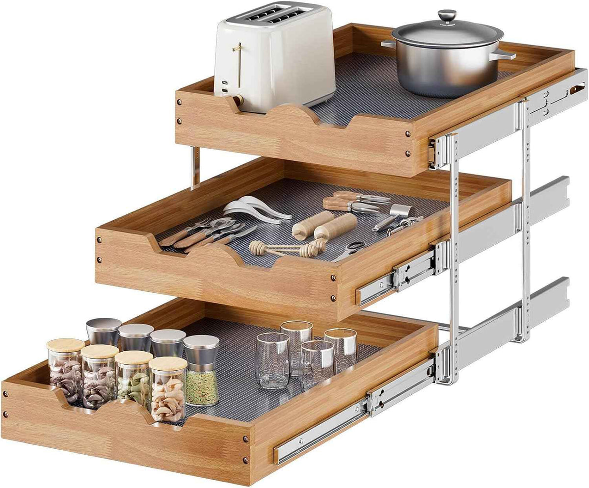 OCG 3-Tier Pull-Out Cabinet Organizer, 20" W x 21" D
