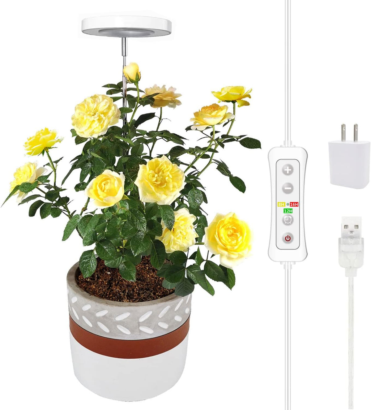 yadoker Plant Grow Light, LED Growing Light Full Spectrum for Indoor Plants,Height Adjustable, Automatic Timer, 5V Low Safe Voltage,Idea for Small Plant Light