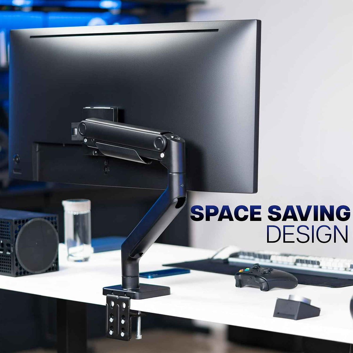 VIVO Heavy Duty Aluminum Ultrawide Monitor Tension Arm for up to 49 inch Screens, Holds 44 lbs, Premium Desk Mount Stand Designed for Samsung Odyssey G9 and More, Black, STAND-V101V