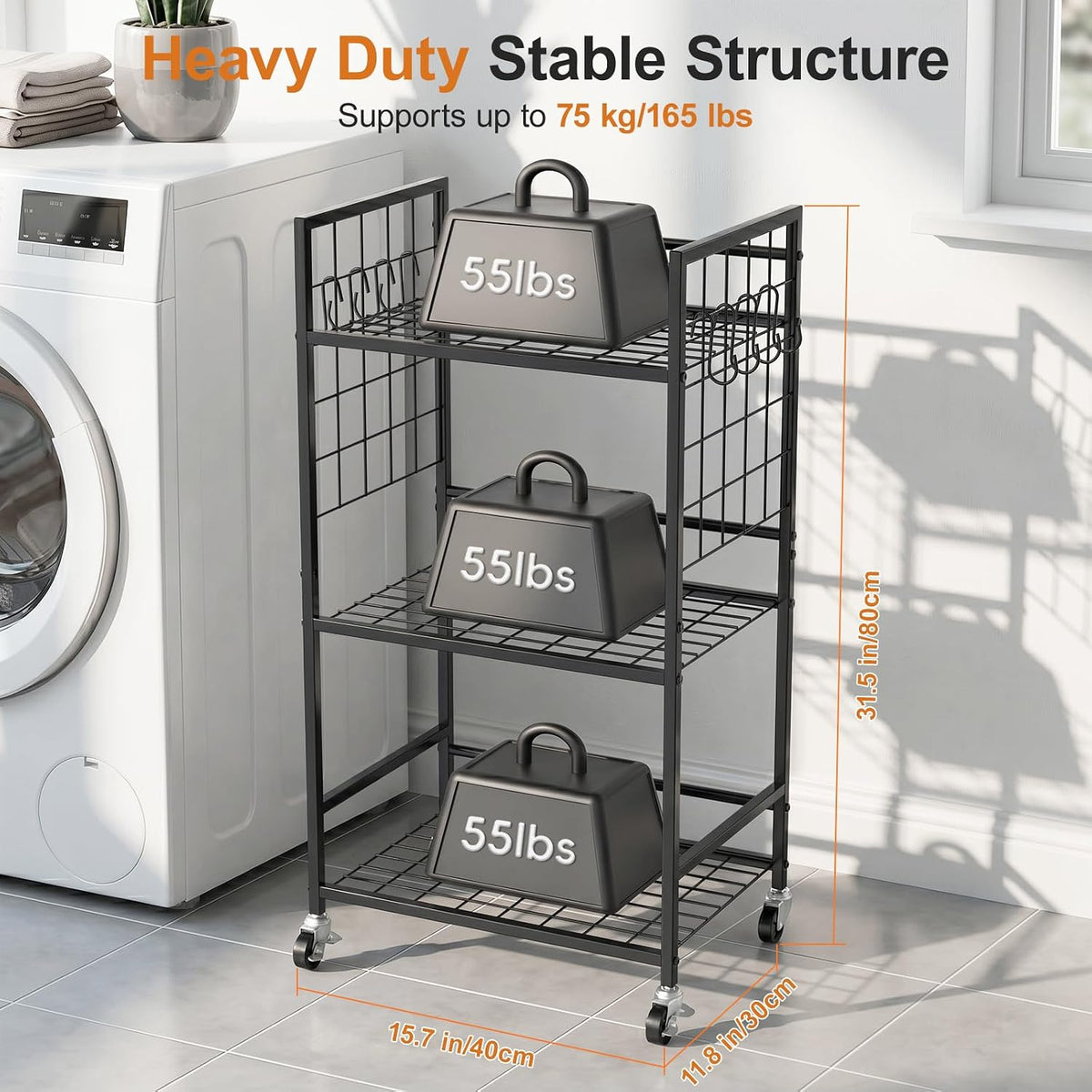 Laundry Room Shelves Cart Bathroom Storage Organizer Rack - Field & Nook