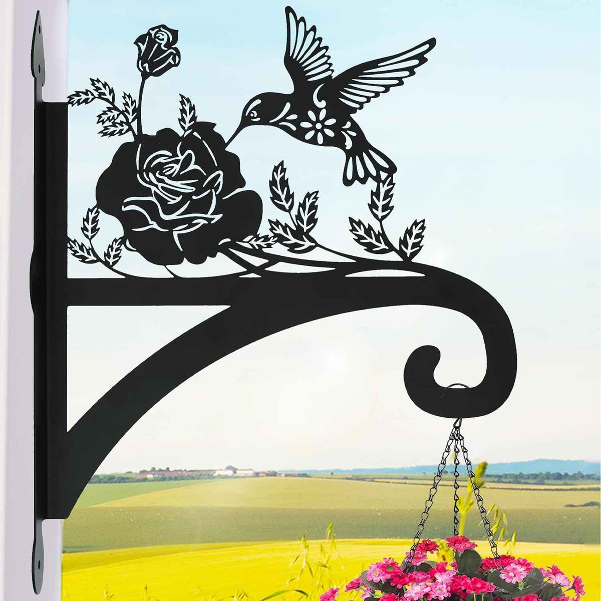 Hanging Plant Hanger Bracket Plant Hooks for Hanging Baskets Heavy Duty Decorative Hummingbird Silhouette Wall Mounted Hanging Plant Hangers Outdoor for Flower Pot Bird Feeder Wind Chimes