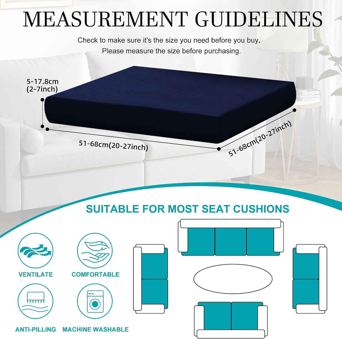 14 Piece Outdoor Cushion Covers, Patio Sofa Cushion Covers, Stretch Fit | 14 Piece Set, Outdoor, Stretch Fit, Washable, Patio Sofa Cushion Covers, Seat Pillow Covers, Furniture Protector