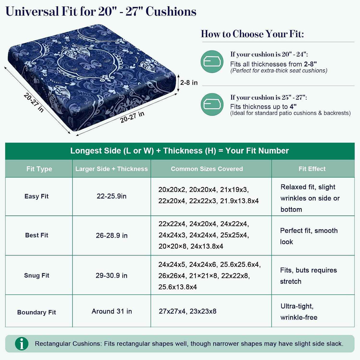 8Pcs Patio Cushion Covers Stretch Outdoor Furniture Protector Slipcovers | Universal Fit Outdoor Cushion Covers, Elastic Bottom, Couch Chair Seat Replacement, Pet Friendly for Dogs, Sofa Slipcovers