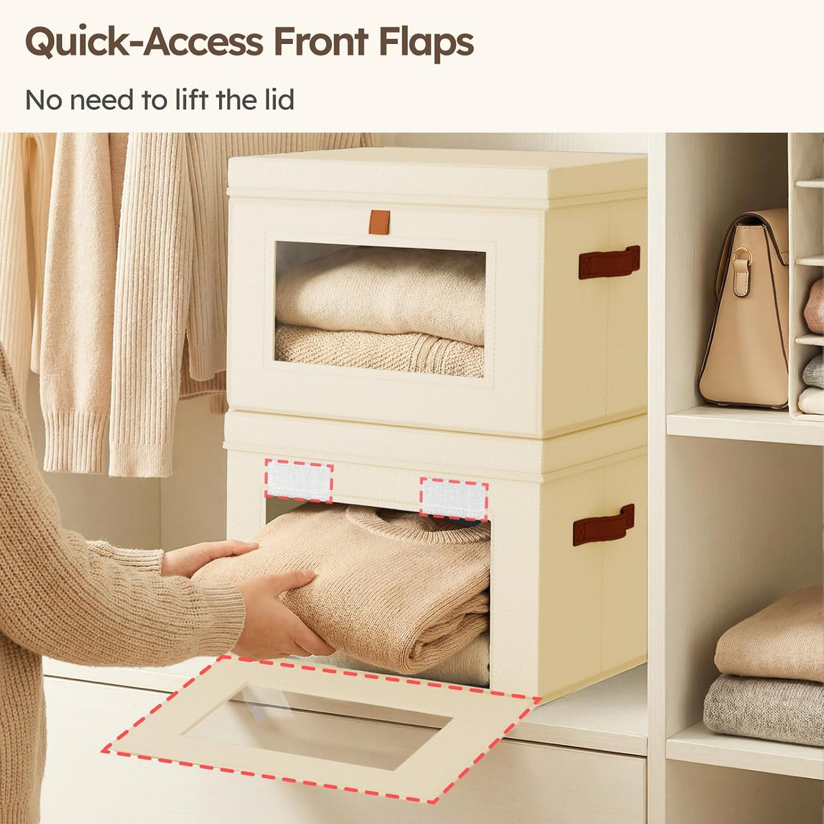 Storage Bins with Lids – Front Opening Storage Box with Clear Window & Handles - Field & Nook