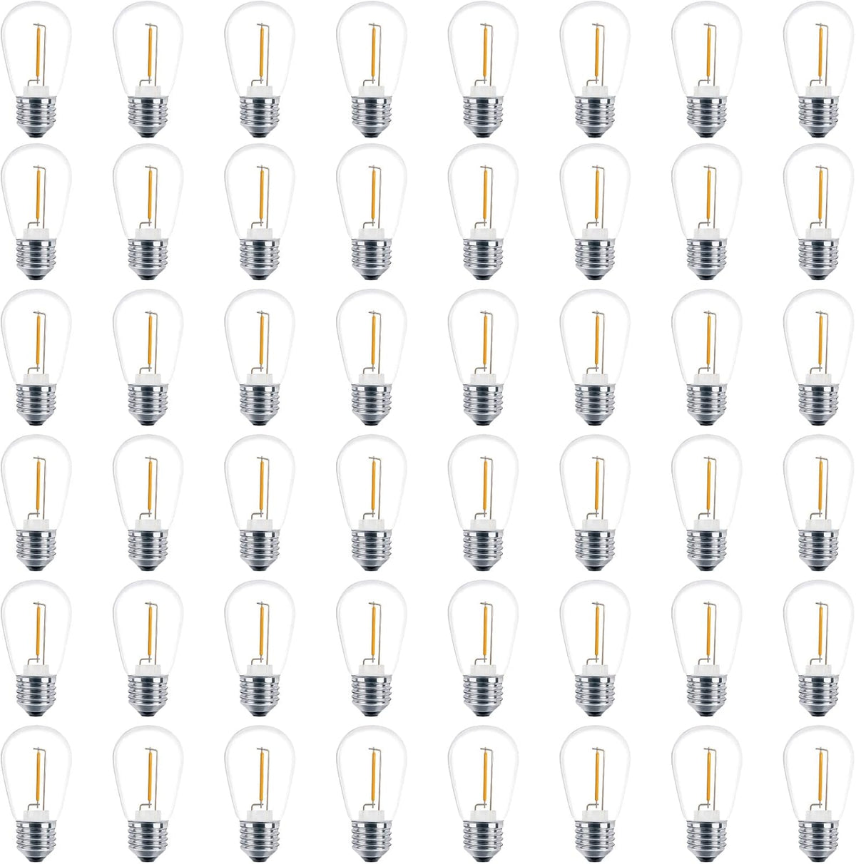 Meconard 48 Pack S14 LED String Light Bulbs, 1 Watt Shatterproof Replacement Bulbs for Patio Outdoor Sting Lights, E26 Medium Screw Base, Warm White 2200K, Non-Dimmable