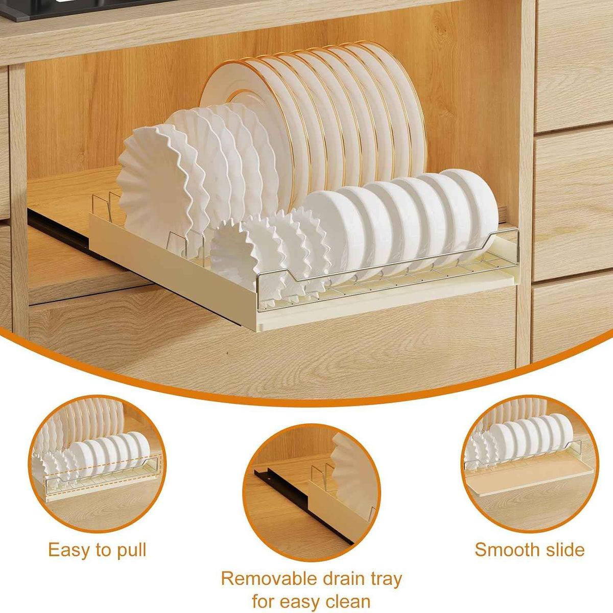 LinTimes Expandable Pull Out Cabinet Organizer, White