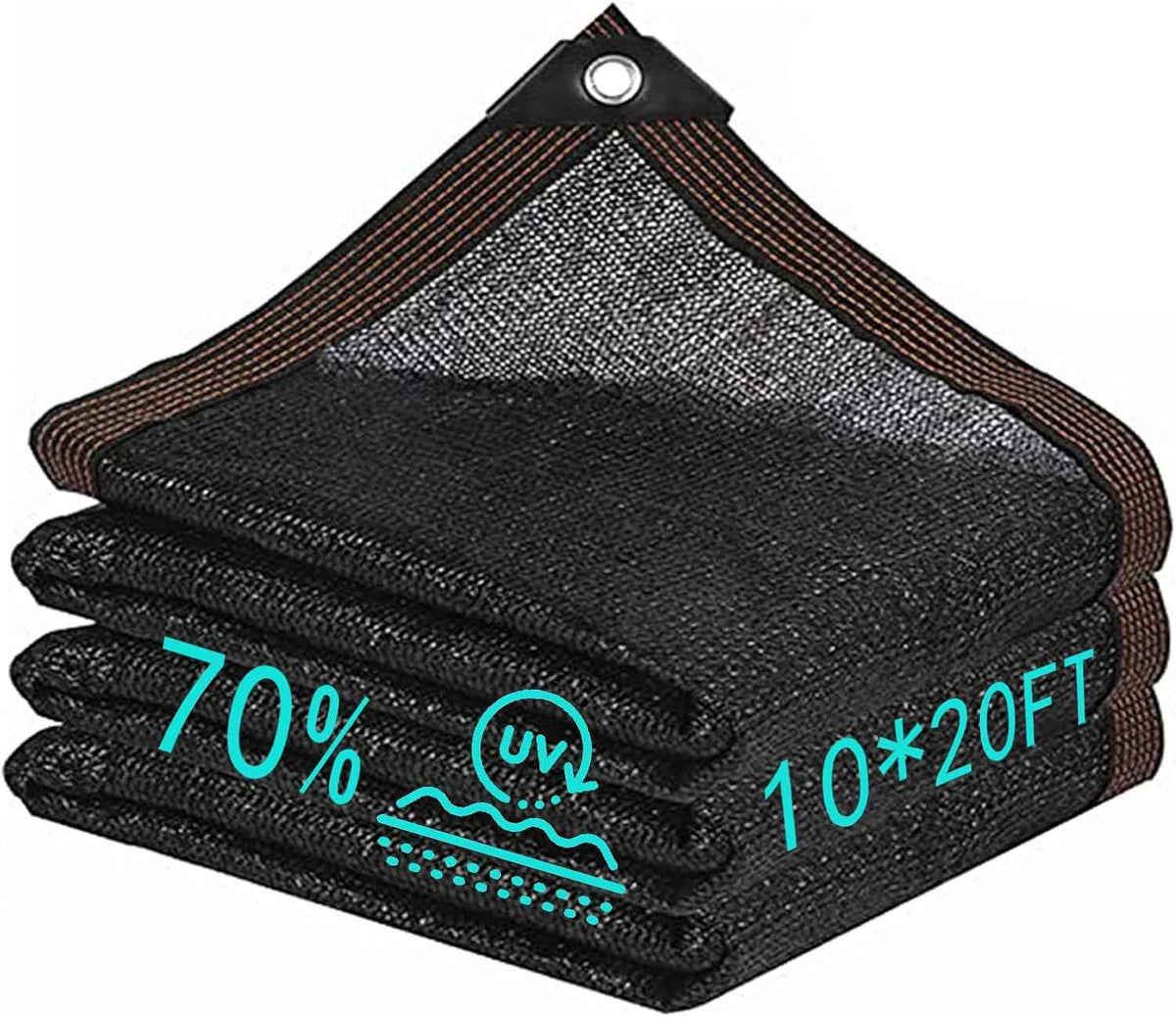 Shade Cloth，70% Garden Sun Shade Cloth Mesh Tarp，10 x 20 FT Black Sun Shade Net, pergola Shade Cover with Grommets，for Outdoor Sun Shade Cover，Plant Cover Patio Canopy ，Greenhouse