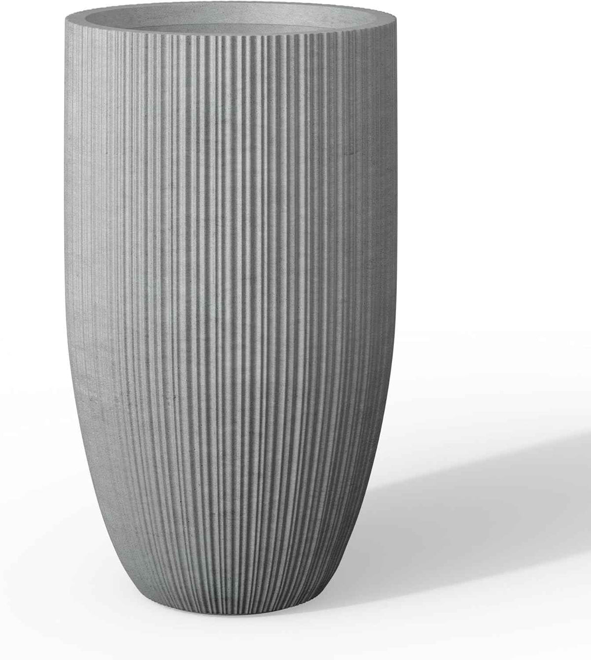 Kante 24 Inch Tall Round Concrete Planter, Large Indoor Outdoor Plant Pots with Drainage Hole and Rubber Plug, Modern Decorative Garden Pots for Home Patio Porch, Textured Natural Concrete