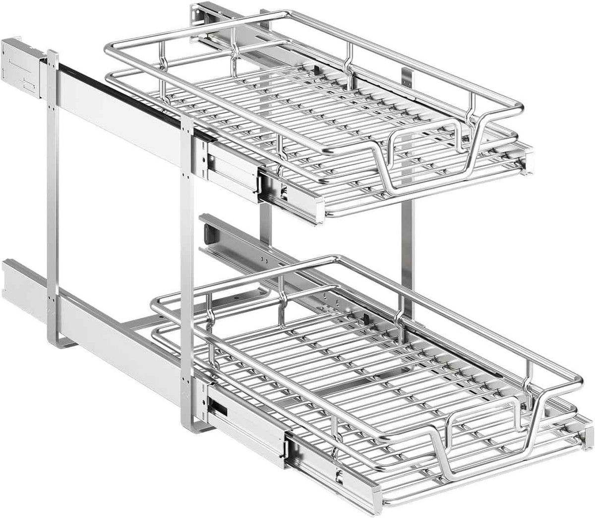 2-Tier Kitchen Cabinet Pull Out Shelf Organizer, 14" W x 21" D