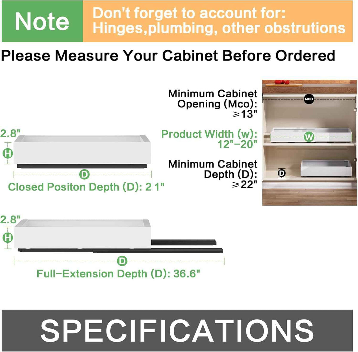 4 Pack Pull-Out Cabinet Organizer, 12"-20" W