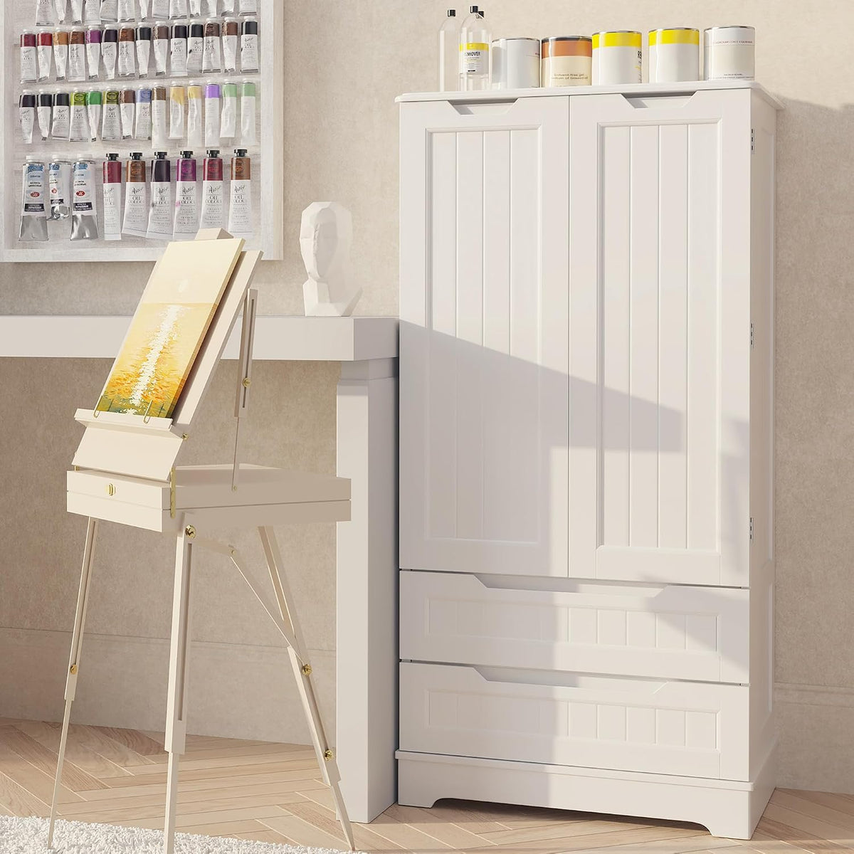 Freestanding Kitchen Pantry Cabinet – 47-Inch Adjustable Storage