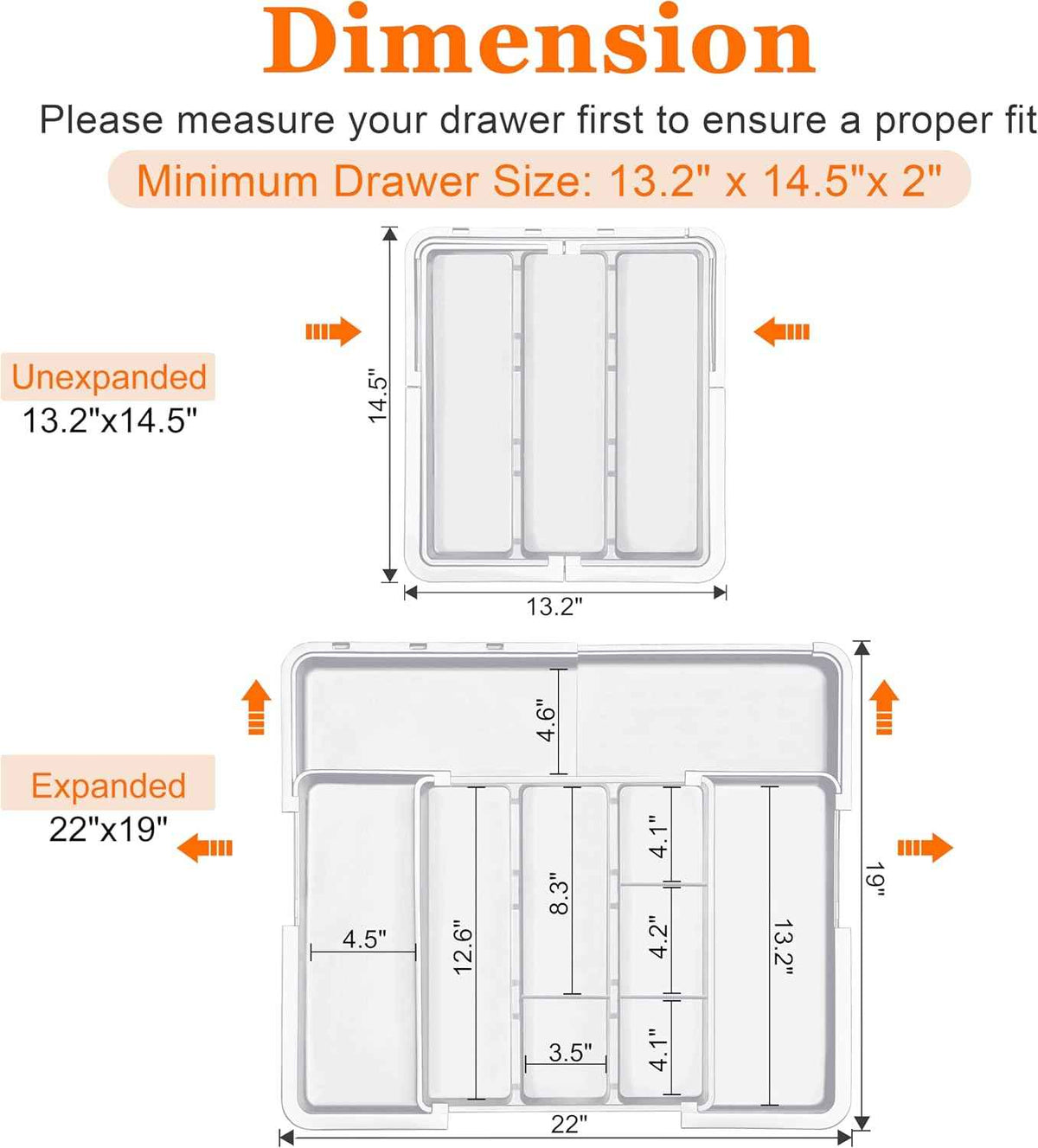 Large Expandable Utensil Drawer Organizer | Adjustable 13"–22" | BPA-Free Plastic