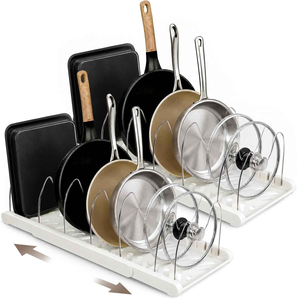 2 Pcs Expandable Pot and Pan Organizer, 7 Dividers