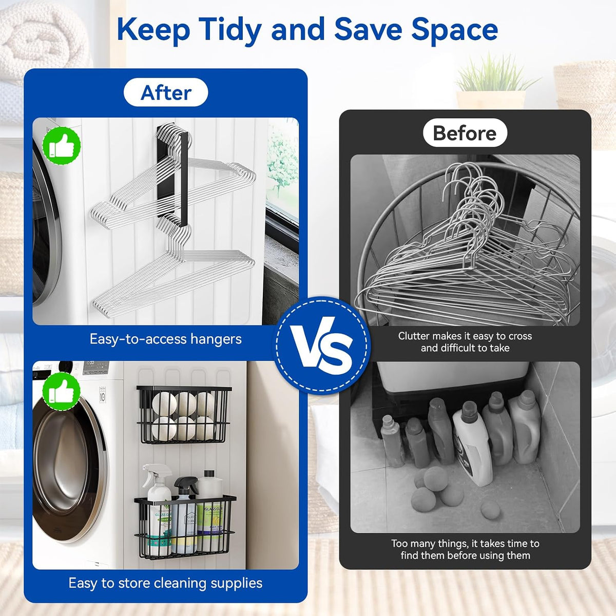 Laundry Room Organization and Storage Magnetic Dryer Ball Holder with Magnetic - Field & Nook