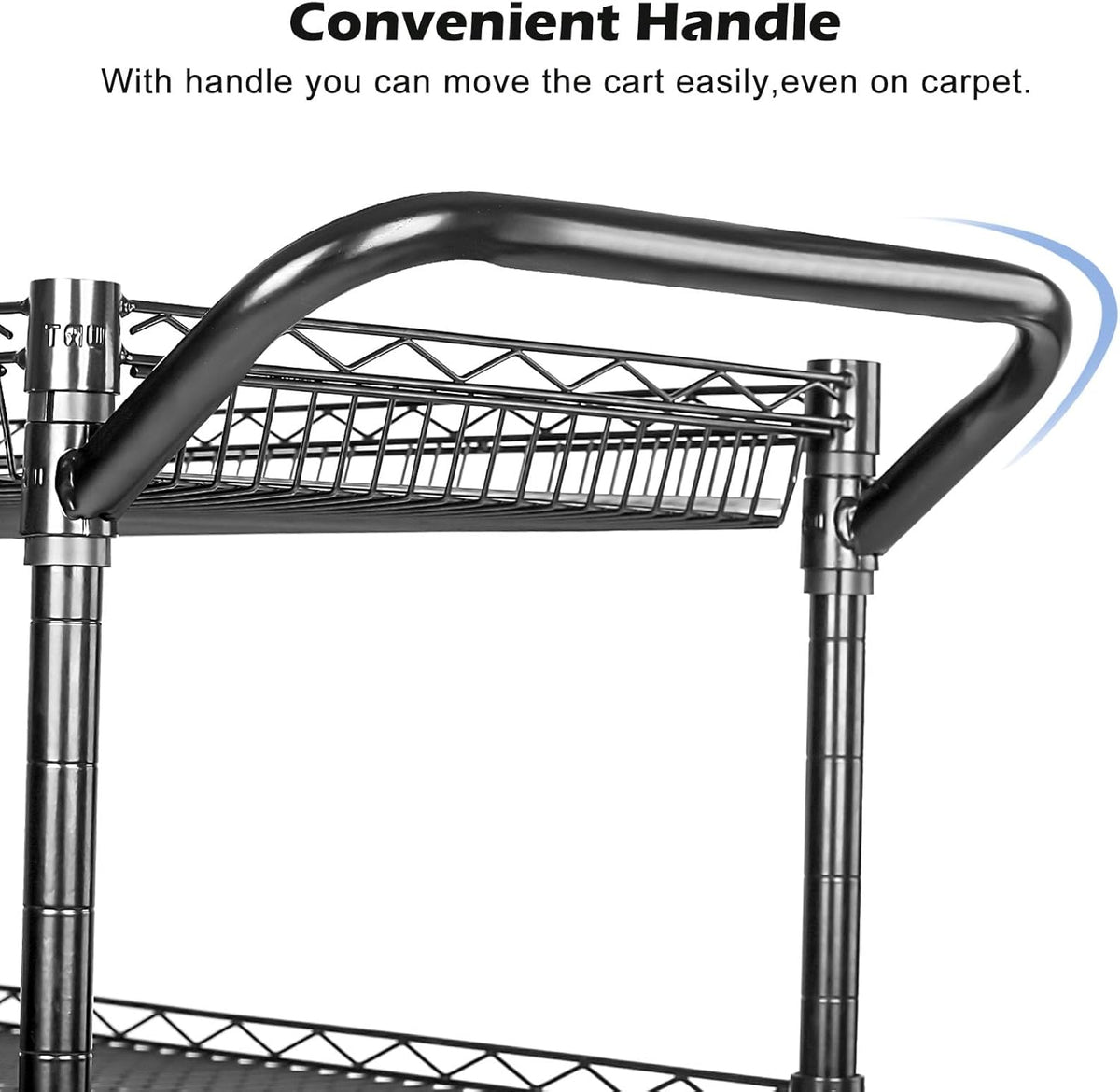 990Lbs Capacity Heavy Duty Rolling Utility Cart, NSF Rolling Carts with Wheels,Commercial Grade Metal Cart with Handle Bar & Shelf Liner,Trolley Serving Cart for Restaurant,Kitchen,Black - Field & Nook