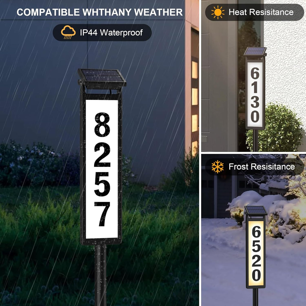 Illuminated Solar Address Sign – Waterproof Aluminum Plaque