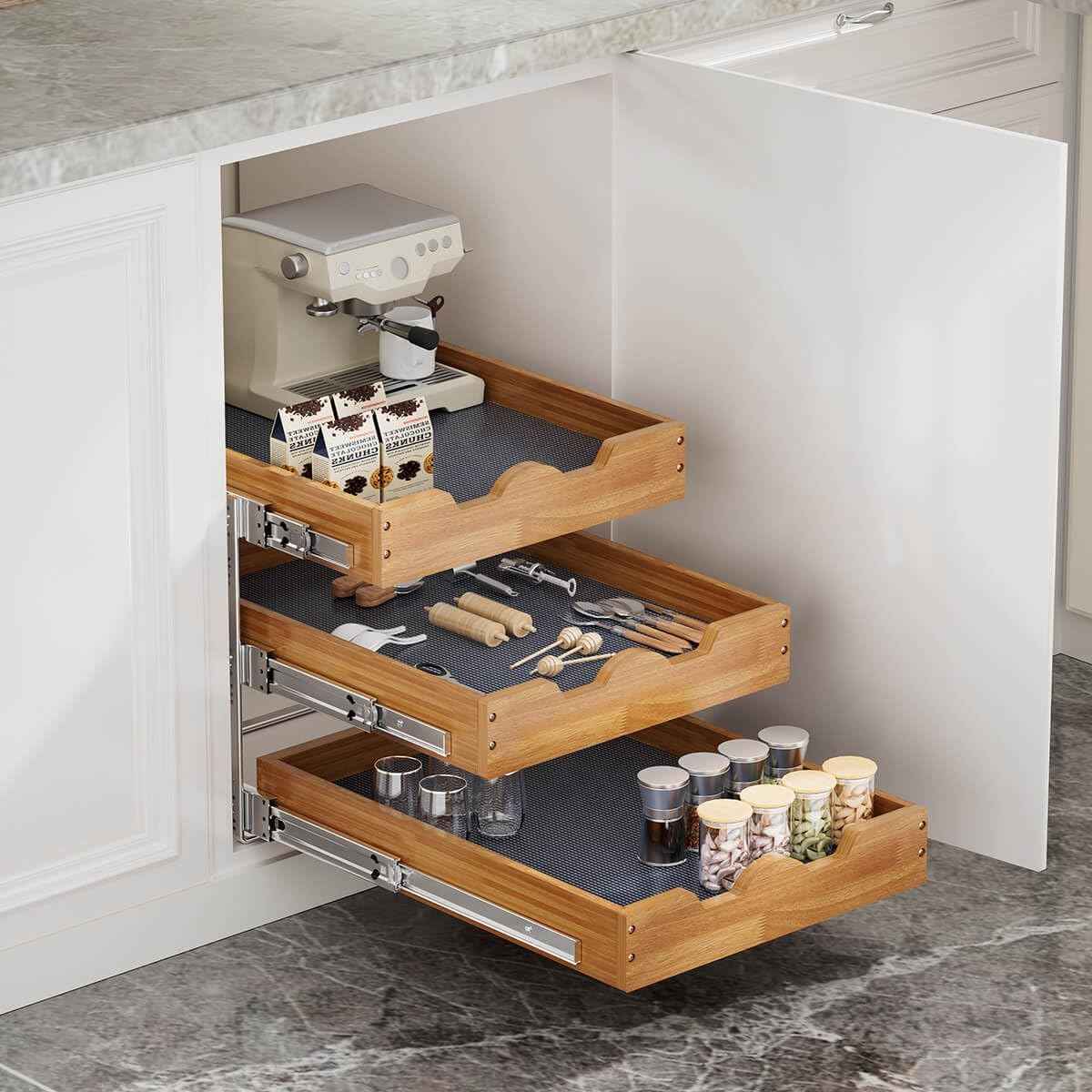 OCG 3-Tier Pull-Out Cabinet Organizer, 20" W x 21" D