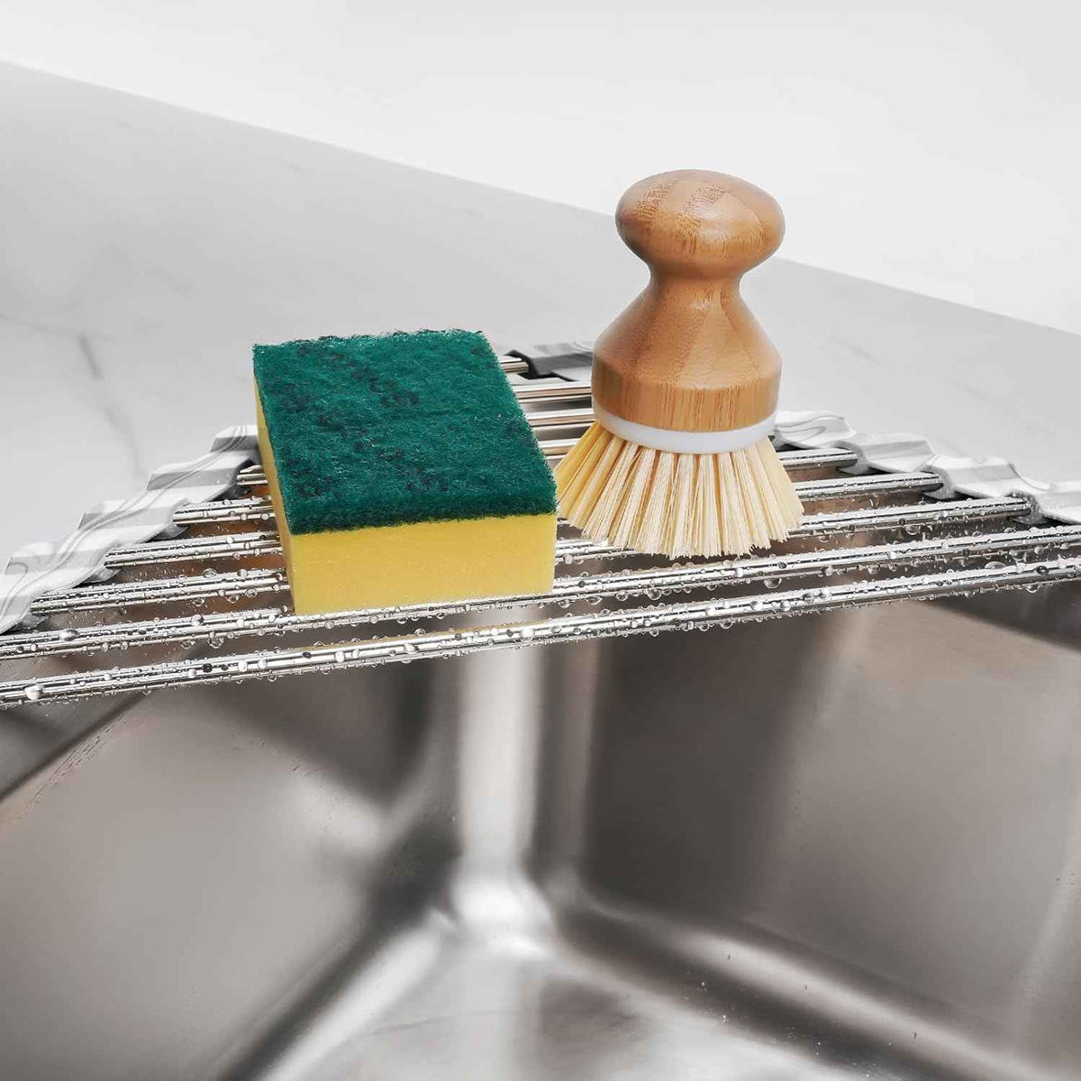 Tomorotec Marble Triangle Roll-Up Dish Drying Rack, Small