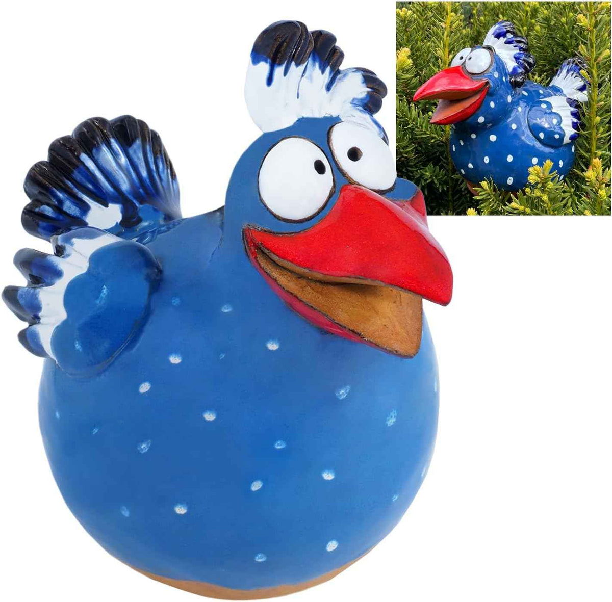 Ceramic Garden Decor - Bird Lawn Stake - Outdoor Statue - Perfect, Unique Gifts for Gardeners Woman, Men, Yard Gifts - Handmade, Frostproof
