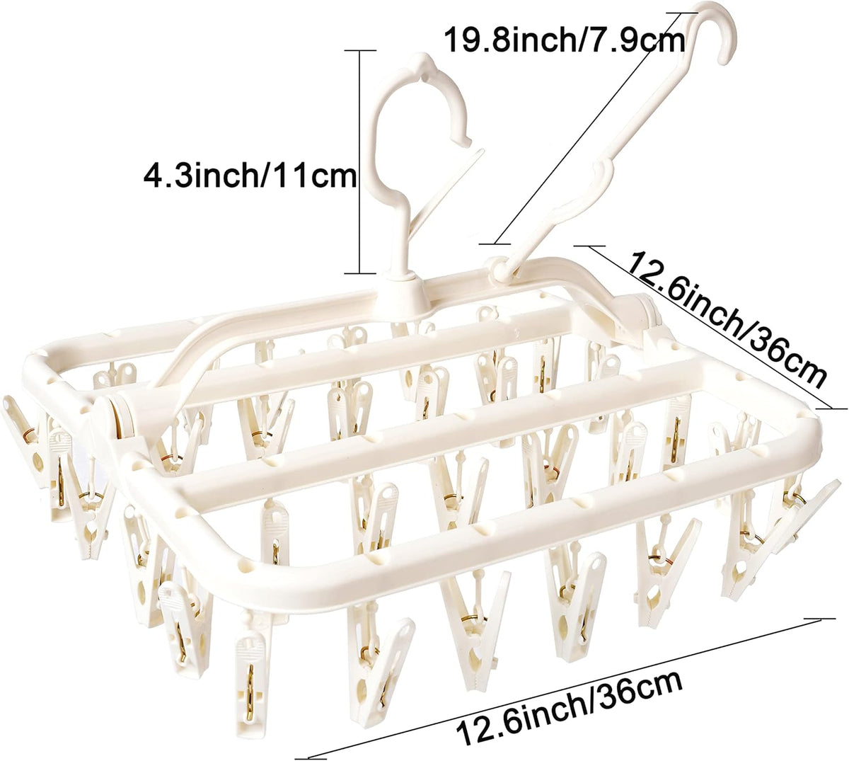 Foldable Clip Drying Hanger – 32 Clips for Delicates and Socks