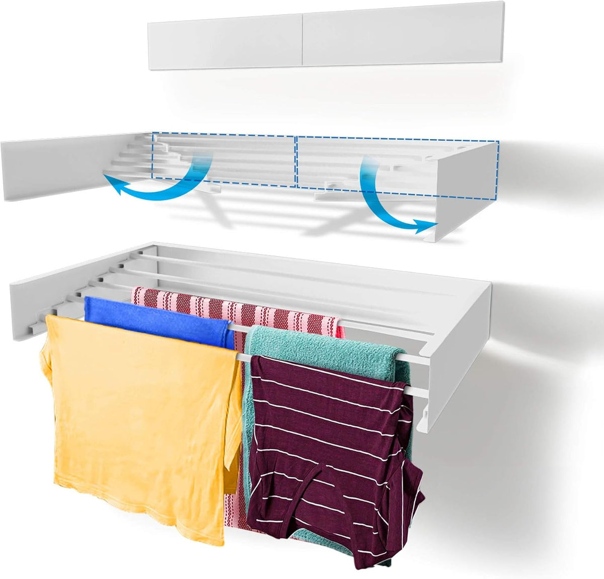 Foldable Wall-Mounted Clothes Drying Rack – 28-Inch, Space-Saving