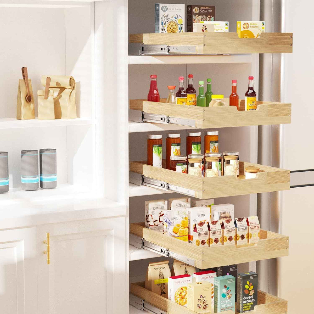 Sikarou Pull Out Cabinet Organizer, 14" W x 21" D