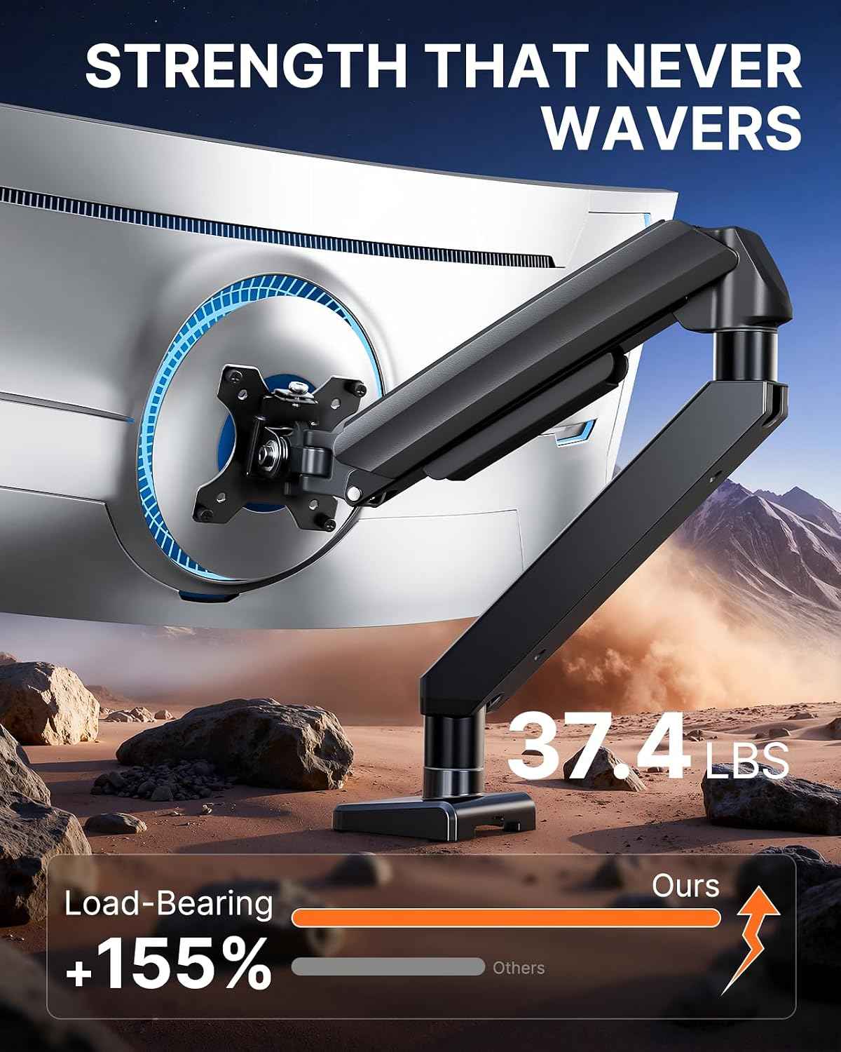 ErGear Heavy Duty Monitor Arm for 13-49″ Ultrawide Screens, 37.4 lbs Capacity, Full Motion Monitor Desk Mount, Rock-Solid Support, Dual C-Clamp & Grommet Mount, VESA 75x75/100x100mm